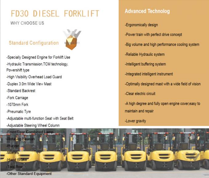 La vente chaude 3Ton 4.5M Container de la Thaïlande a utilisé le chariot élévateur diesel fait en Chine